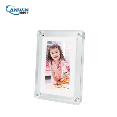 China Europe Clear Crystal Acrylic Digital Photo Frame 7 inch LCD Brochure Video Book Display for sale