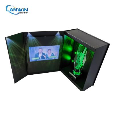 China Europe Customize Package Luxury Led Gift Box Jewelry Crystal Acrylic 7 Inch Video Screen Trophy Award Box With LED Light for sale