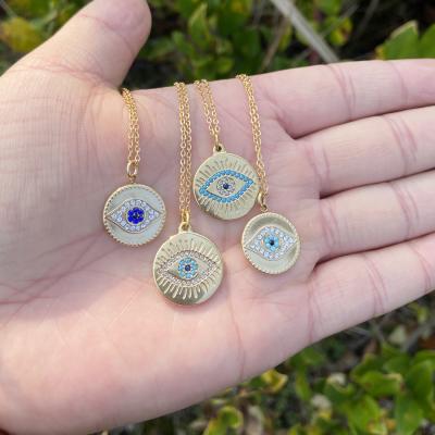 China 2022 FASHION NEW Bohemian Jewelry Personalized Diamond Eye Necklace Fashion Stainless Steel Pendant Necklace for sale