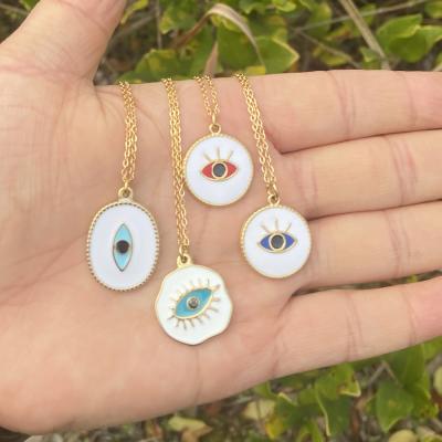 China New Fashion Eye Necklace Stainless Steel Trendy Bohemian Jewelry Personalized Simple Pendant Necklace for sale