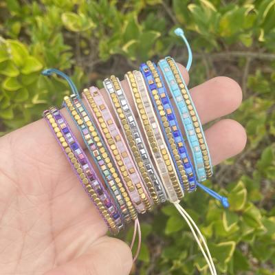 China BOHEMIA Jewelry Fashion Rice Hot-selling Bohemian Bead Woven Bracelet Personalized Crystal Adjustable Bracelet For Women for sale