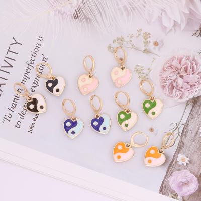 China New Yin Yang Love Earrings Women TRENDY 2021 fashion trend heart earrings for sale