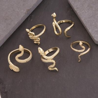 China New Gothic Revival 18K Gold Plated Zodiac Snake Ring Fashion Trend Ring for sale