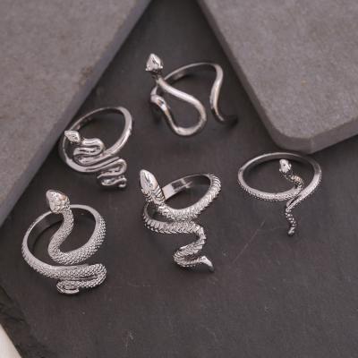 China New Gothic Neo-Gothic Silver Snake Ring Fashion Trend Hip Hop Zodiac Ring for sale