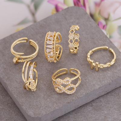 China Hot Selling European and American Hiphop Jewelry 18K Gold Diamond Zircon Ring Fashion Trendy Ring Women for sale