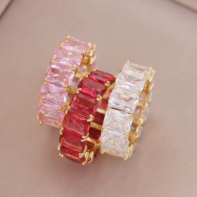 China New Trendy Fashion 18K Gold Colorful Baguette Diamond Ring For Women for sale