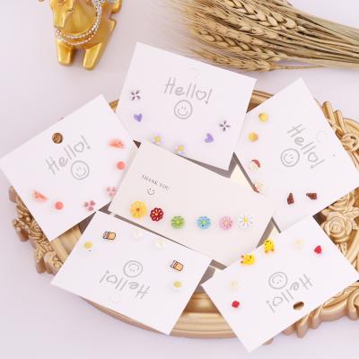 China FASHIONALLY Mixed Wholesale High Quality Ceramic Stud Earrings For Women Korean College Style Stud Earrings Set 2021 for sale