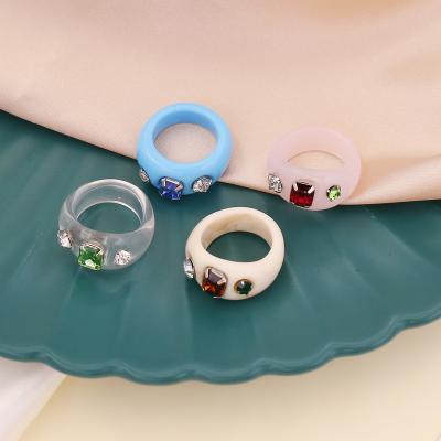 China Retro Fashion Ring For Women of TRENDY Multicolor Acrylic Rings for sale