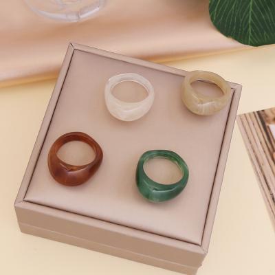 China FASHIONABLE Ring For Women Set Fashion Acrylic Marble Vintage Design Textured Rings for sale