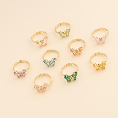 China Zircon Butterfly Ring For Women Fashion Trendy Rings for sale