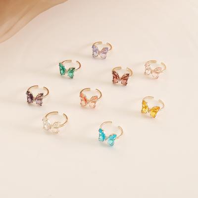 China Vintage Butterfly Ring For Women Fashion Trendy Zircon Rings for sale