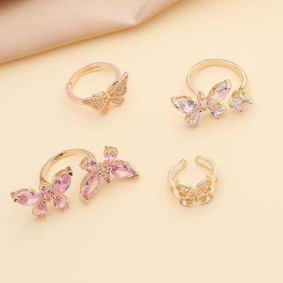 China FASHIONABLE Zircon Butterfly Ring For Women Fashion Creative Open Ring for sale