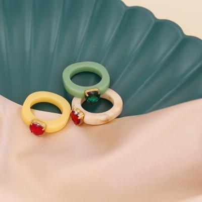 China FASHIONABLE Ring For Women Japanese And Korean Style Acrylic Heart Shaped Rings for sale