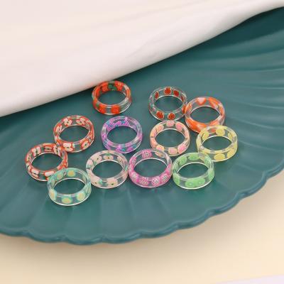 China Candy Color Fruit Ring Fashion Acrylic Ring For Women for sale