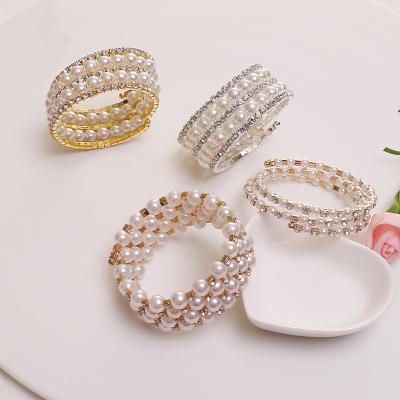 China FASHIONABLE Pearl Rhinestone Multilayer Bracelet For Women Fashion Creative Bracelet for sale