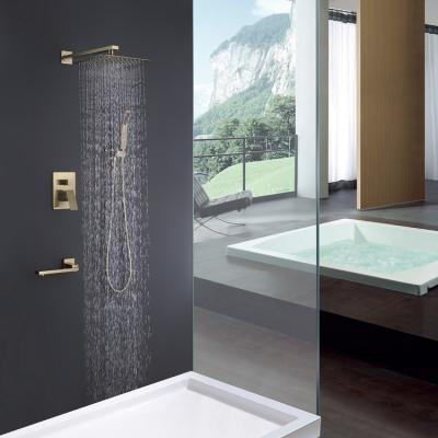 China Sans Ducha Luxury Brass Hesperu Mixer Tap Sliding Bar 10 Inch Brushed Gold Concealed Shower Set Bathroom for sale