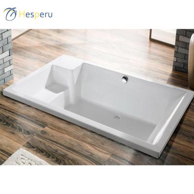 China 1.8M Single High Quality Embedded Rectangular Acrylic Stone Built In Bathtubs Bathroom Tub for sale