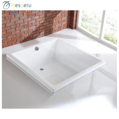 China Hotel Enclosed Sunken Square Acrylic Alcove Bathtub Standard Sizes Drop In Adult Bathtub for sale