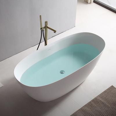 China Banheiras 1500mm Freestanding Porcelain Bathroom White Soaking Tub Overflow Artificial Stone Bathtub Freestanding Price for sale