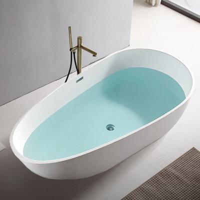 China Modern Outdoor Bathtubs Free Standing Modern Stone Acrylic Resin Bathtubs 1500mm Free Standing Bathtub Customize for sale