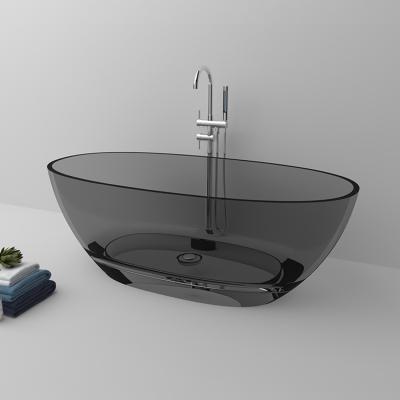 China Badewanne 1500mm Hotel Stone Bathtub Standard Clear Acrylic Freestanding Bathtubs Black Transparent Resin Freestanding Bathtubs for sale