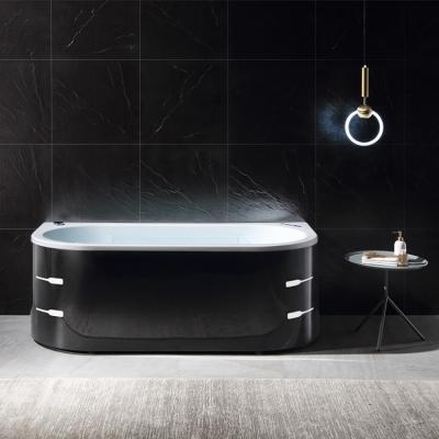 China Acrylic Freestanding Bath 1800mm Whirlpool Black Double Waterfall Sap Massage Bathtubs For Hotel for sale