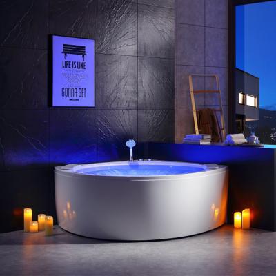 China Round Bathtub Spa Massage Free Indoor Soaking Jets Surround Waterfall 3 Person Deep Corner Bathtub With Waterproof Speaker for sale