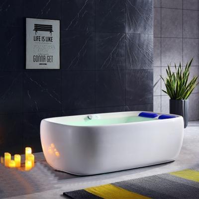 China Whirlpool 2 Person Freestanding Acrylic Bathtub Luxury Adult Massage Bathtub With Pillow for sale