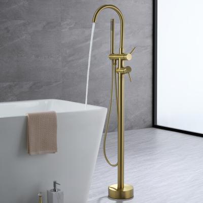 China Without Slide Bar Grifo Black Shower Faucet Mixer Handle Floor Stand Faucet Gold Bathroom Double for sale