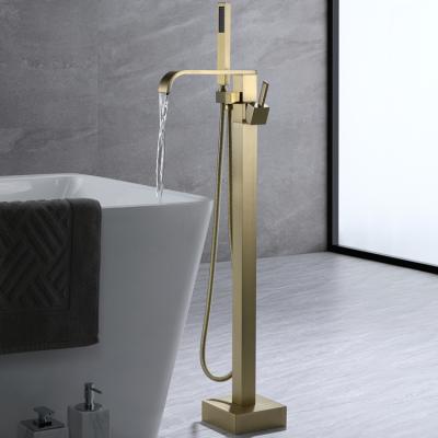 China Bathroom 2 Handle Gold Rubinetto Gold Brush Slide Bar Bath Faucet Freestanding Bathroom 2 Handle Freestanding Tub Mounted for sale