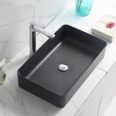 China Modern Badezimmer Waschbecken Countertop Hand Sink Bathroom Products Vessels Sinks Solid Surface Black Sink for sale