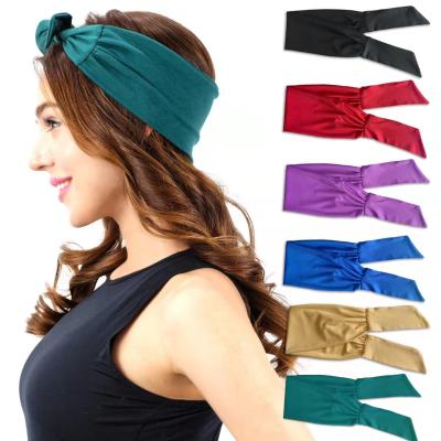 China Factory Direct Selling Breathable Women Tie New European Headband Yoga Headband Stretch Rabbit Ears Wide Head Scarf For Women Sports for sale