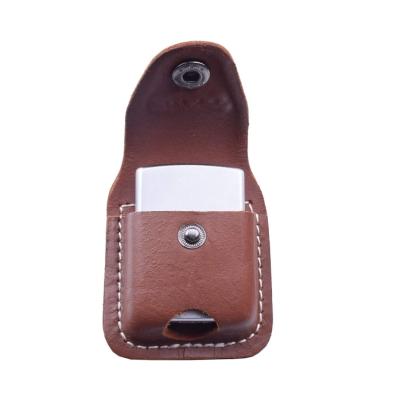 China Portable Handmade Custom Leather Case Holder Cigarette Lighter Smoking Accessories for sale