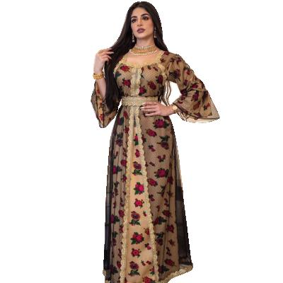 China Comfortable Feel Hot Selling Copy Embroidered Kaftan Plus Size 2021 Muslim Islamic Clothing Abaya Dresses For Women Party Dress for sale