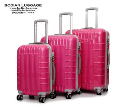 China 20'' 24'' 28'' 3-piece set ABS+PC film hard shell trolley luggage suitcase Baigou factory for sale