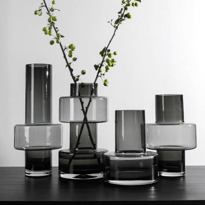 China New Arrival Customized Size Clear Cylinder Mini Crystal To Glass Vase Home Decoration for sale