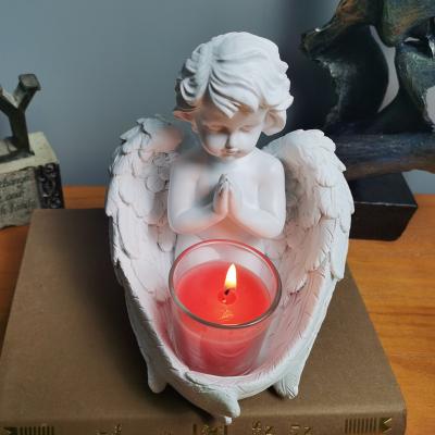 China New Angel Candle Holder Resin Statue Art Craft Church Ornament Home decor resin crafts from Europe for sale