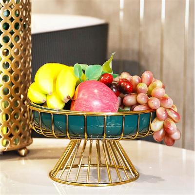 China High Quality Fruit Tray Metal Ceramic Circular Environmental Protection Geometry Decorative Tray for sale