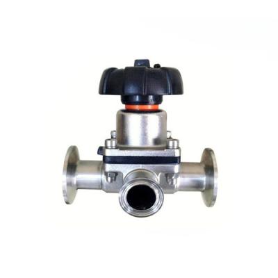 China 3 Way Sanitary Diaphragm Valve , Stainless Steel Manual / Pneumatic Diaphragm Valve for sale