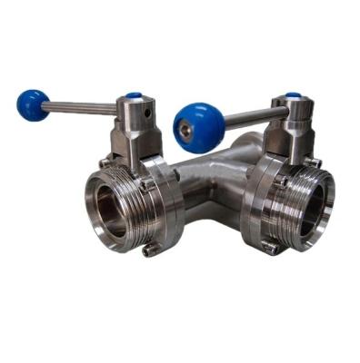 China SS 304 316L Sanitary Butterfly Valve , Three Way Threaded Butterfly Valve for sale