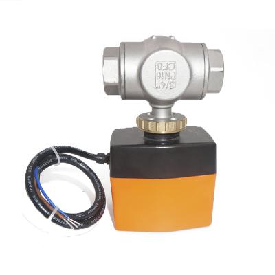 China Electric Actuated 3 Way Ball Valve Stainless Steel For Chilled Water for sale