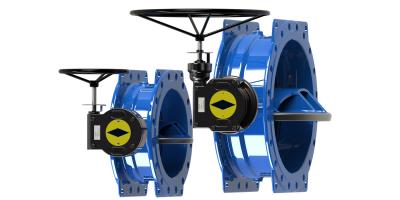 China Blue RAL 5010 Water Control Valve , Double Eccentric Butterfly Valve for sale