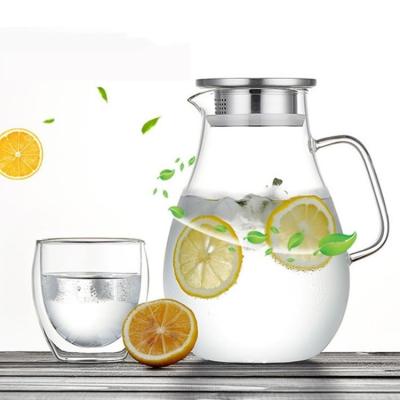 China Sustainable Transparent OEM Customized Glass Water Pitcher With Lid Heat Resistant Water Jug For Hot/Cold Water for sale