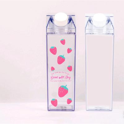 China Amazon Viable Success Clear Custom Plastic Transparent Milk Carton Water Bottle With Custom Logo for sale