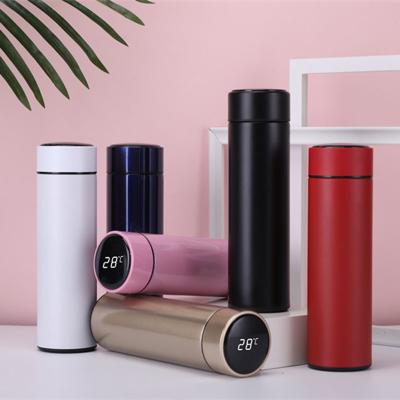 China Customized Designs 500ml LED Temperature Display Thermos Mugs Disposable Stainless Steel Smart Water Bottle With Reminder To Drink Water for sale