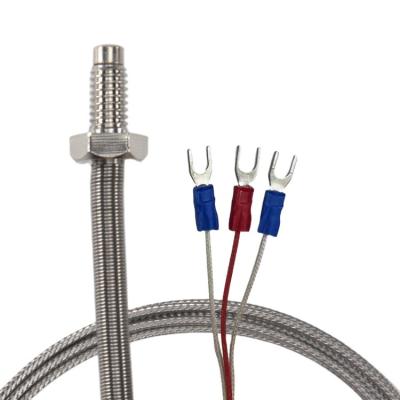 China High Density Shielded Stainless Steel Wire Wrnt-02 Type M6 Pt100 Wire Probe Temperature Sensor Thermocouple 1/4 Inch Wire K Industrial Controller for sale