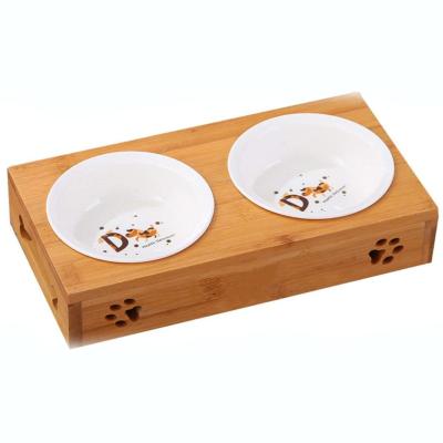 China Sustainable Bamboo Pet Feeding Overhead Is Suitable For Small Cats And Dogs Overhead for sale