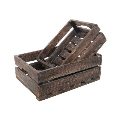 China Hot Selling Multifunctional Eco-friendly Home Decoration Wooden Storage Box Crates Slat Box for sale