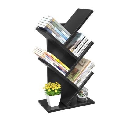 China (Other) 4 Tiers Book Storage Floor Position Adjustable Custom Luxury Wooden Black Bookcase For Sale for sale