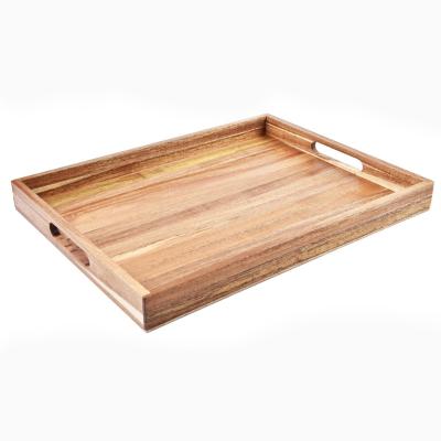 China Art Wooden folk tray with handle (45.5 cm), suitable for three meals a day, terrace restaurant, coffee table, barbecue party for sale